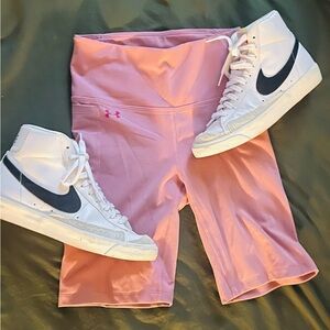 Under Armor-Pink Athletic Biker Shorts-Size: Small